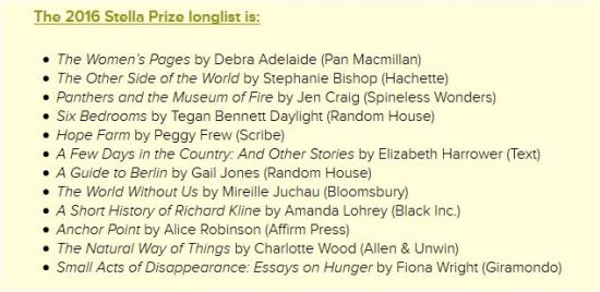 Stella 2016 Longlist